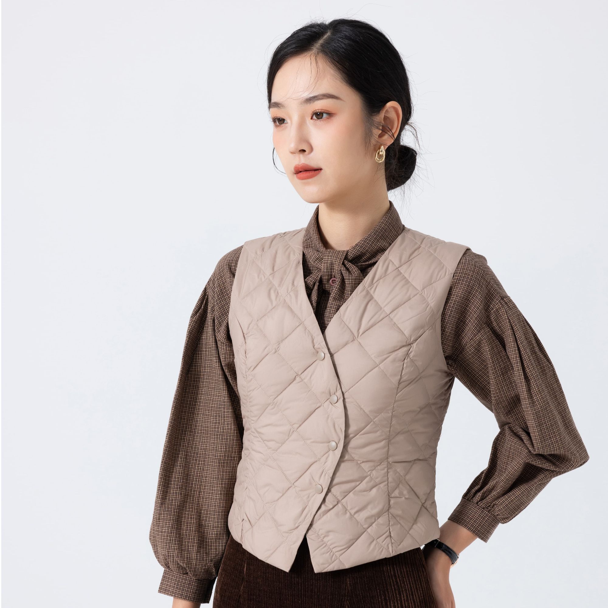 卡赛尼【90绒】轻薄款羽绒马甲白鸭绒短款气质羽绒内胆保暖显瘦内穿