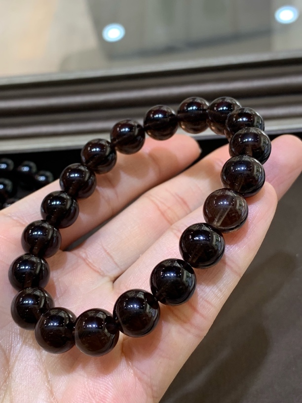 天然黑曜石手串精致百搭单圈10mm