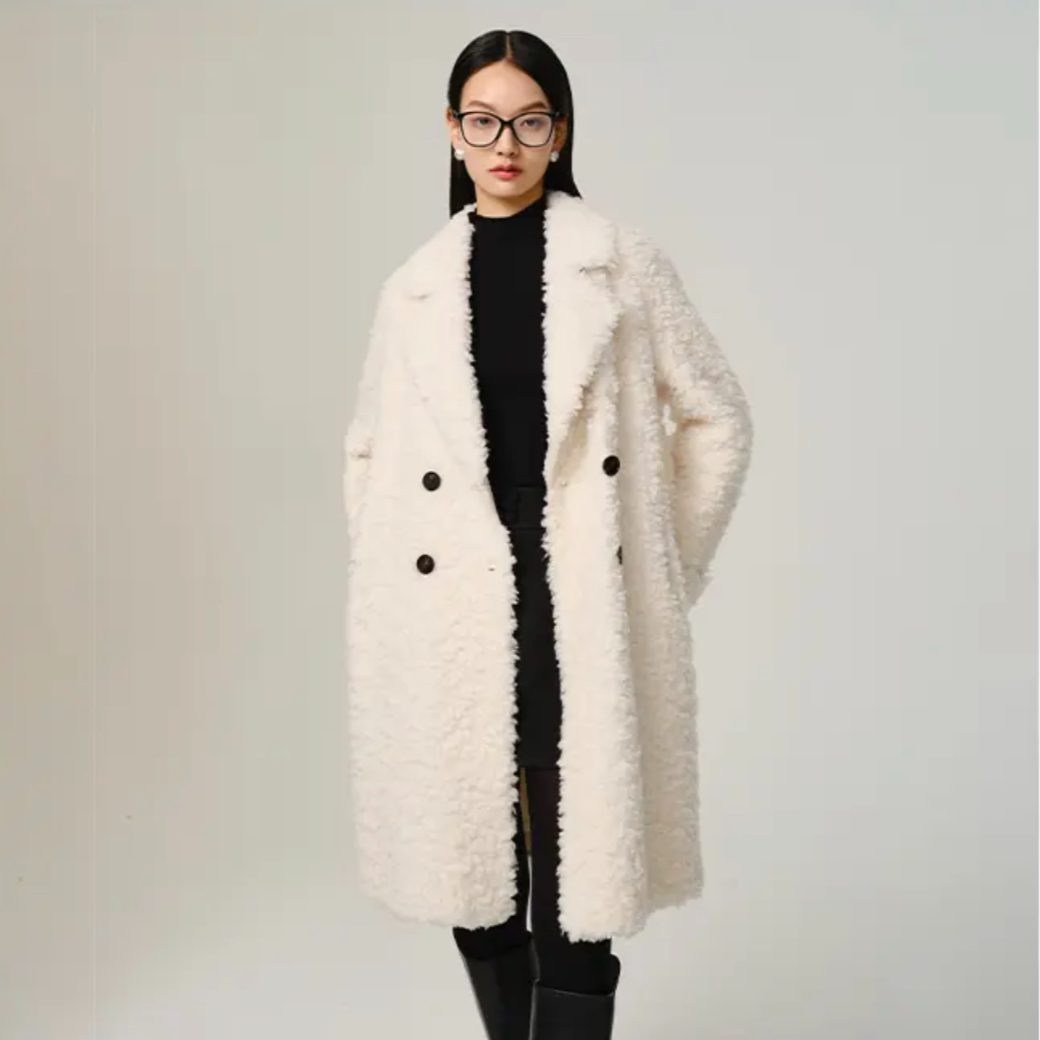 高级感冬季外套皮毛一体女宽松时尚慵懒风大衣
