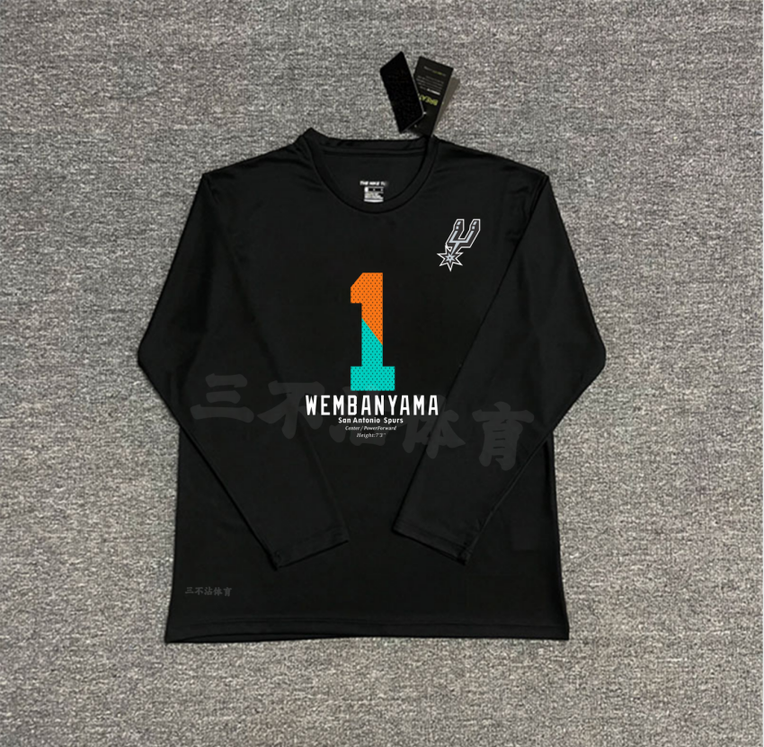 文班亚马投篮服长袖马刺训练短袖秋冬季户外美式T恤速干运动服
