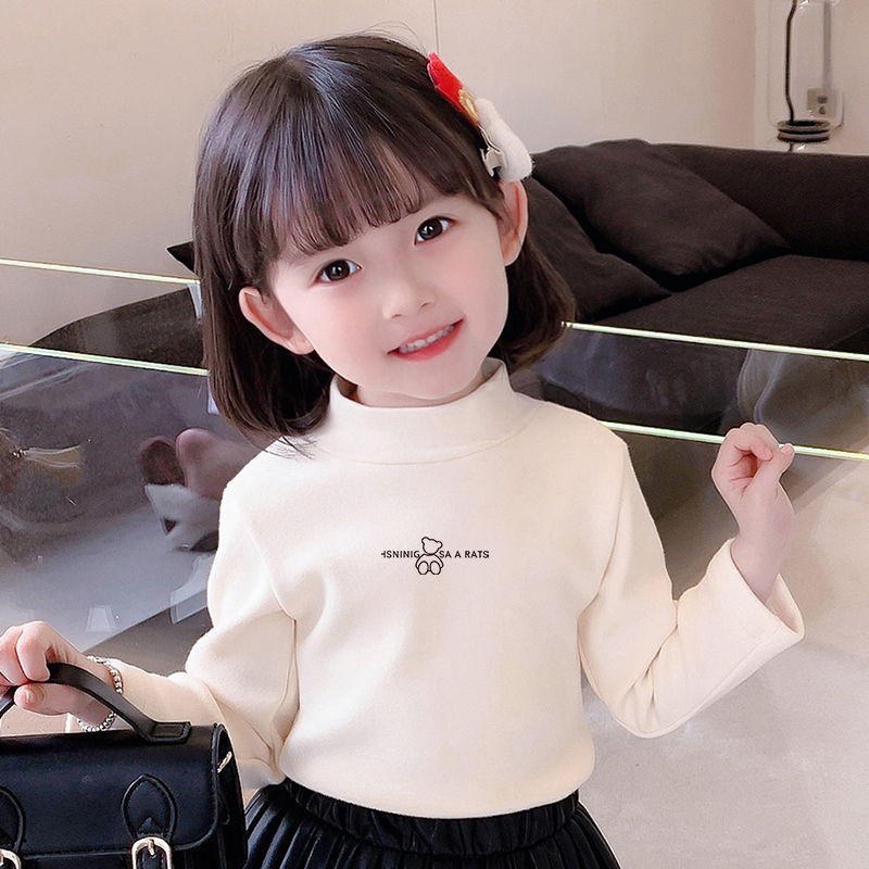 秋冬装德绒打底衫保暖t恤儿童宝宝半高领男童女童德绒加厚长袖T恤