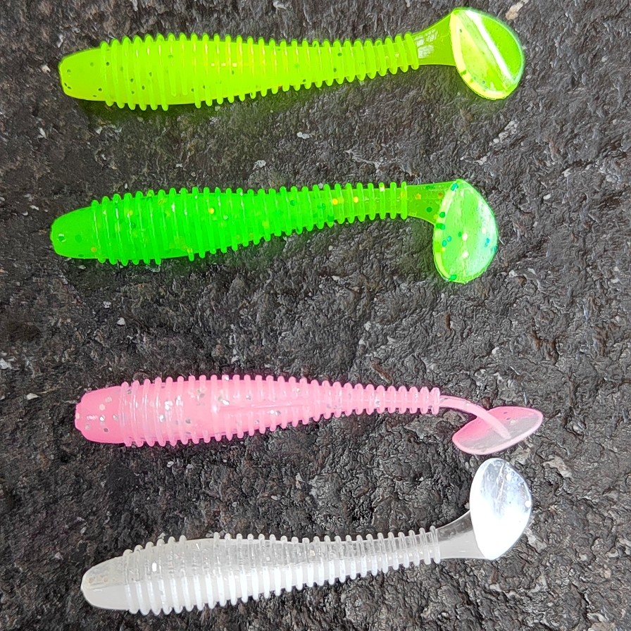 微物根钓软饵软虫螺旋小T尾5cm（三包）鱼饵假饵路亚饵T尾软饵螺纹