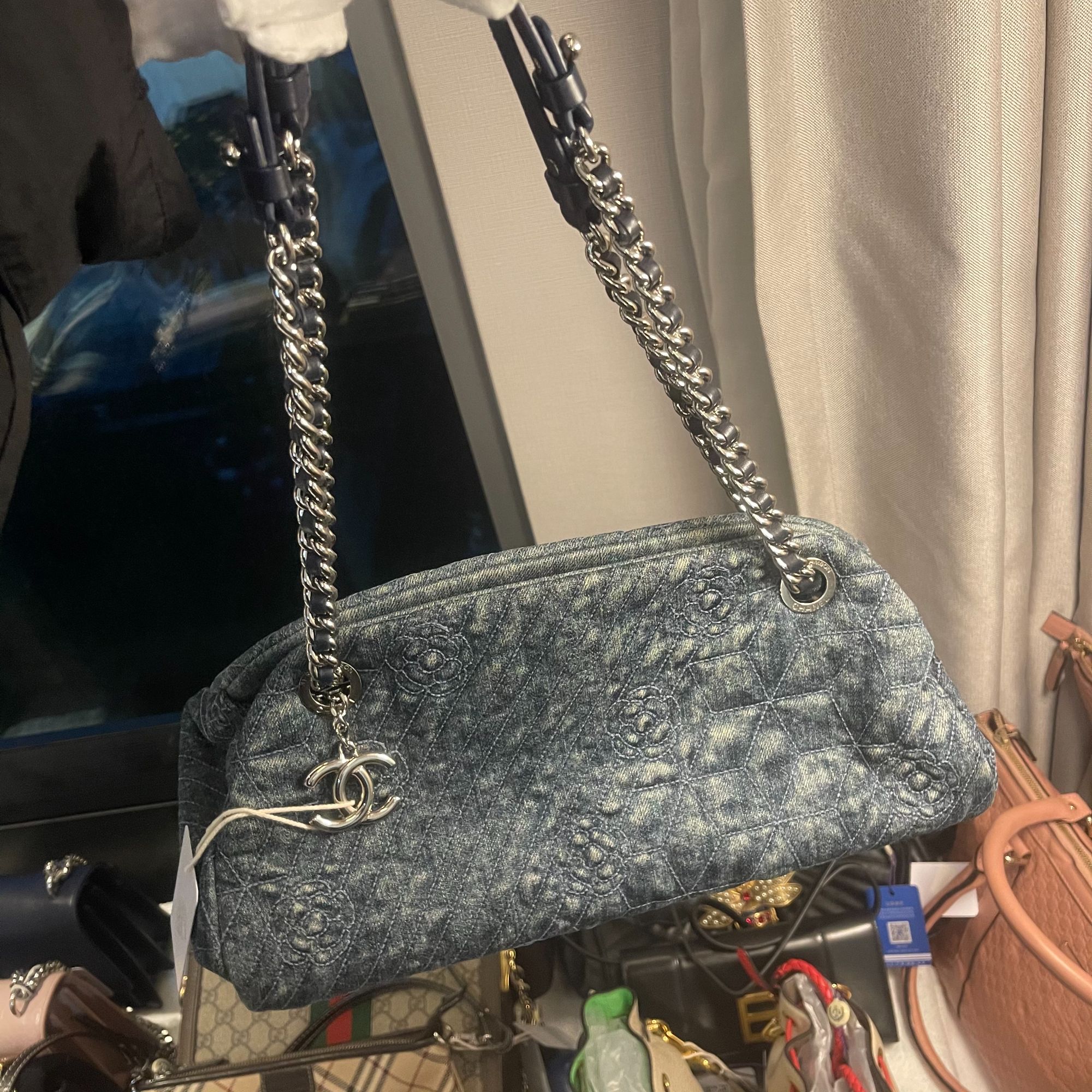 95新 Chanel/香奈儿 丹宁山茶花单肩包/甜甜在包展