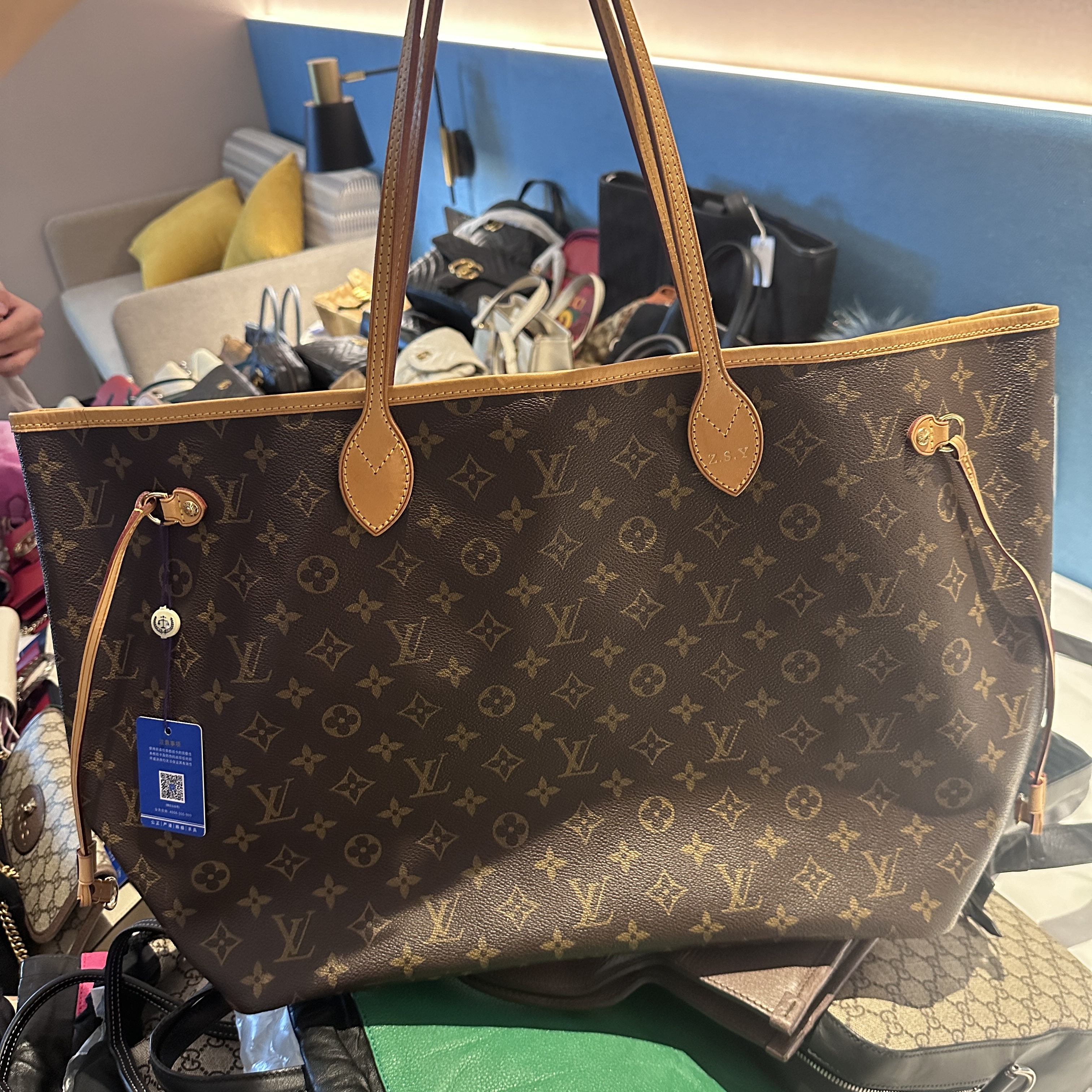 95新 LouisVuitton/路易威登 老花NF大号托特包/甜甜在包展