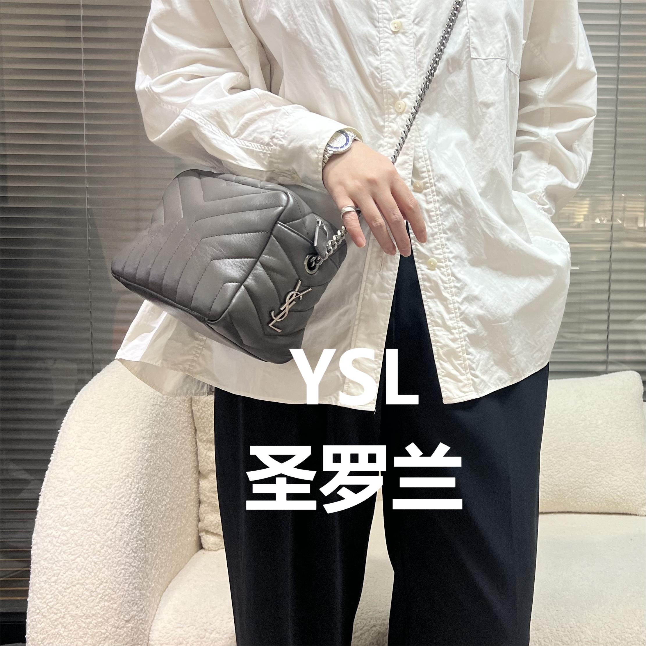 95新 YSL/圣罗兰 灰色相机包斜跨包/甜甜优选/50714