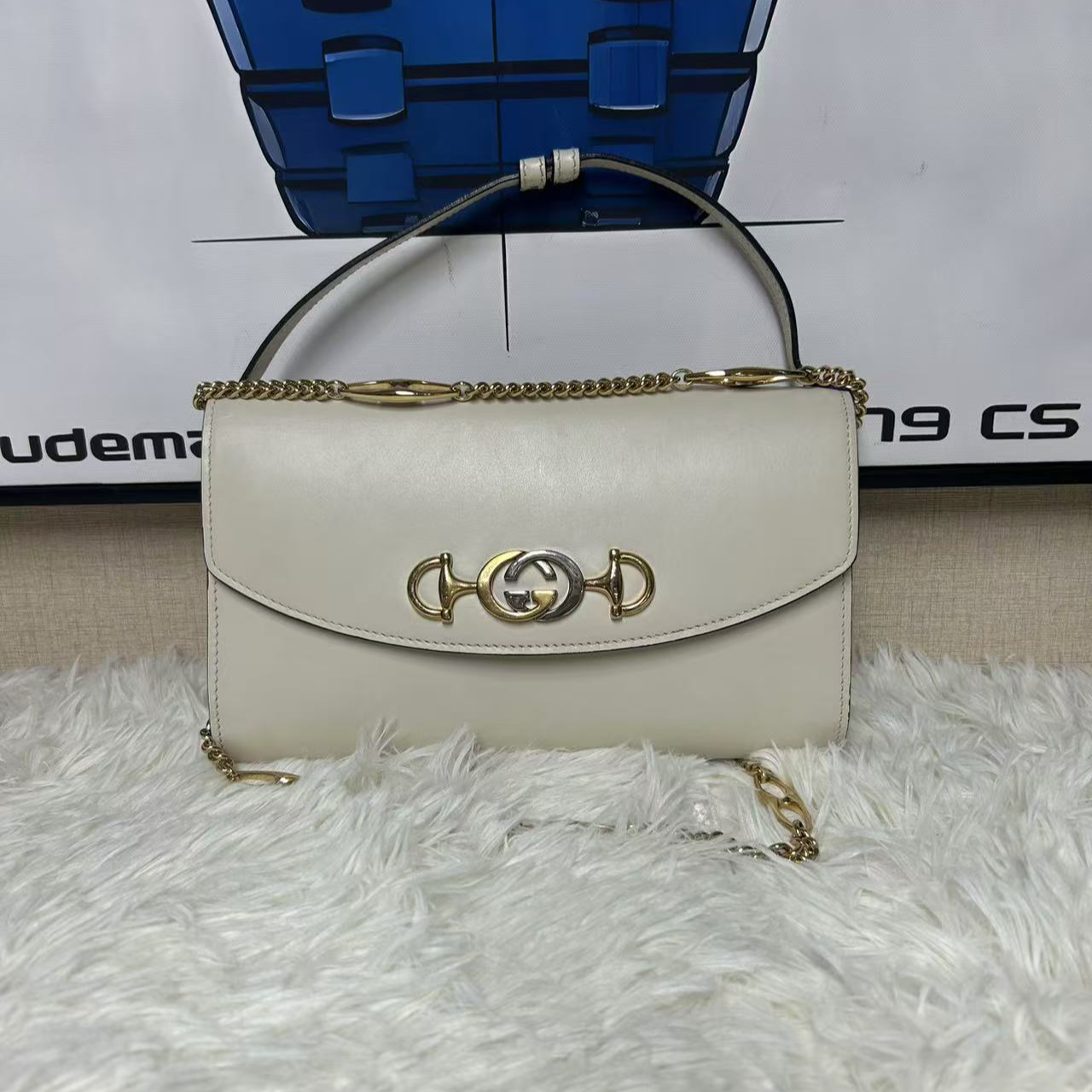 95新 GUCCI/古驰 白色zumi链条包/云海优选/53141