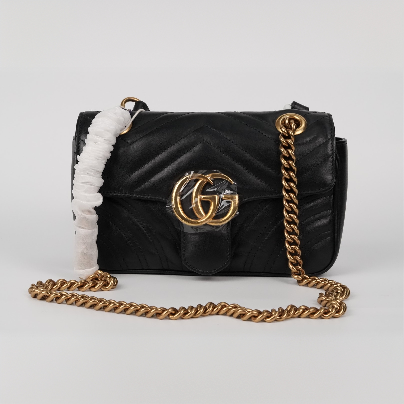 95新 GUCCI/古驰 马蒙22黑色链条包/云海优选