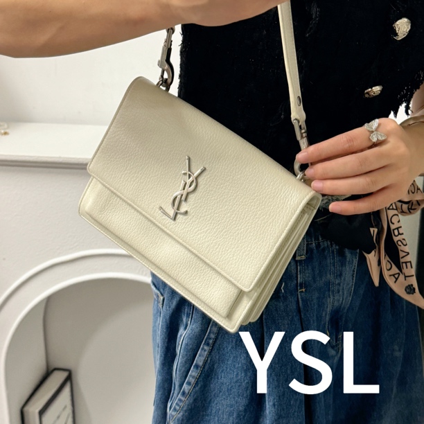 95新 YSL/圣罗兰 老板娘 白色日落包