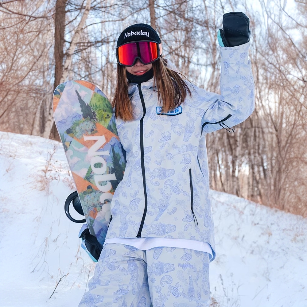 NOBADAY情侣单双板滑雪服专业防风防水户外腰果花外套滑雪裤套装