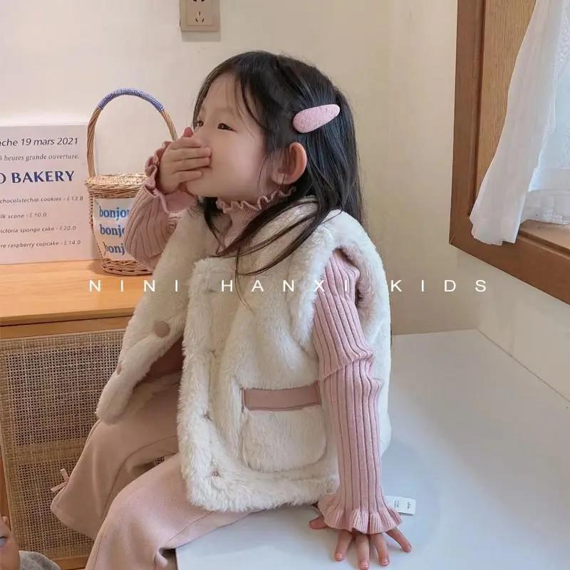 童马甲外穿秋冬季新款孩两面穿毛毛背心马甲毛外套潮