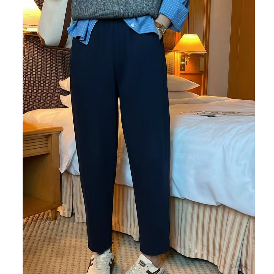 春季新款大码卫裤女显瘦藏肉烟管裤松紧腰运动休闲裤女士8852