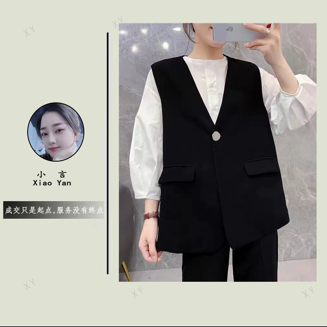 西装马甲女2025春秋季新款韩版外搭时尚黑色西服马夹背心外套百搭