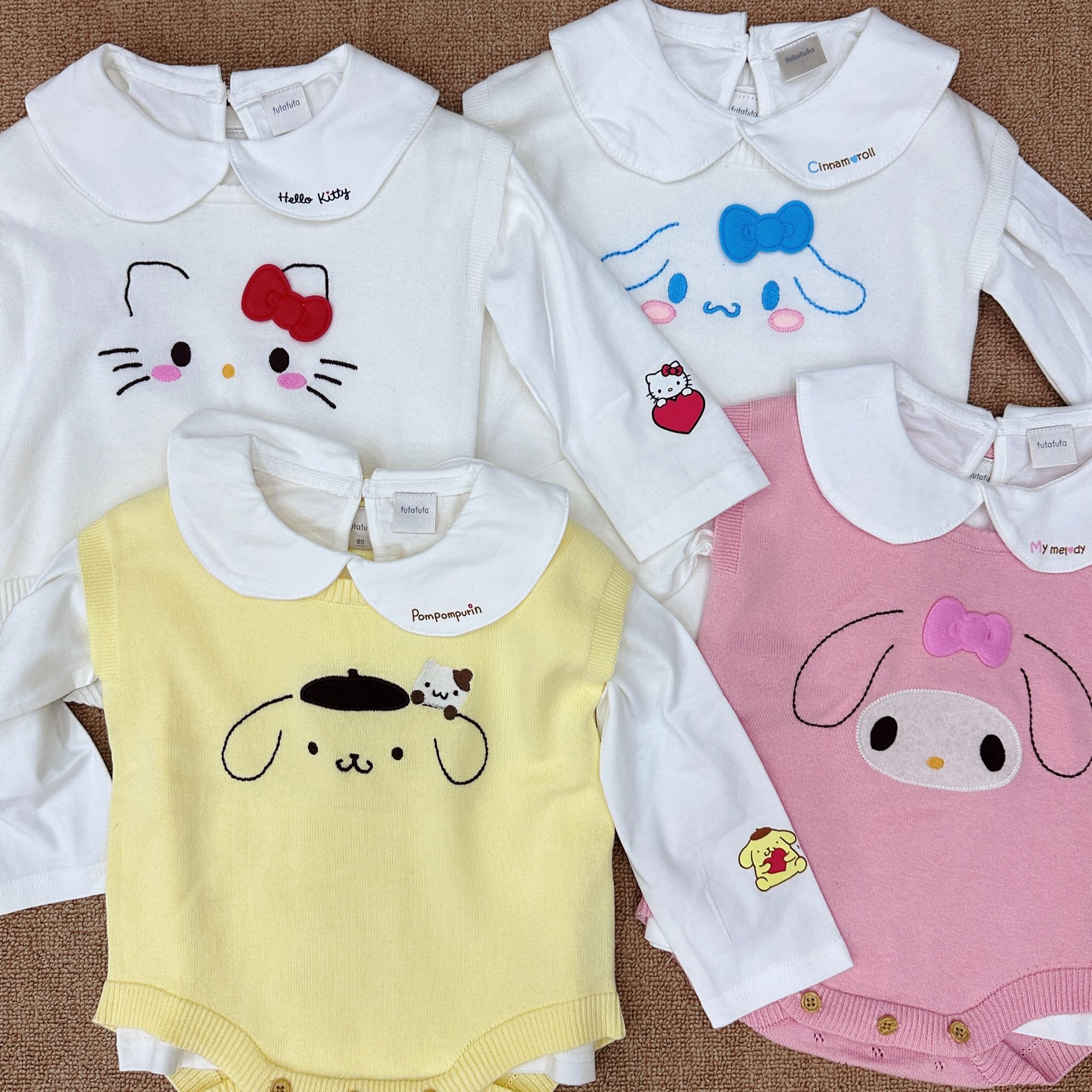 新生儿长袖连体衣爬行衣男女宝宝春秋款futa联名针织包衬衫套装