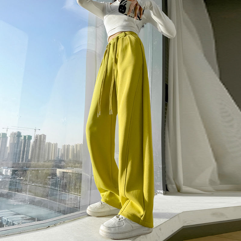 2023新款秋季薄款窄版休闲阔腿裤潮女裤垂坠感拖地裤长裤香蕉裤女