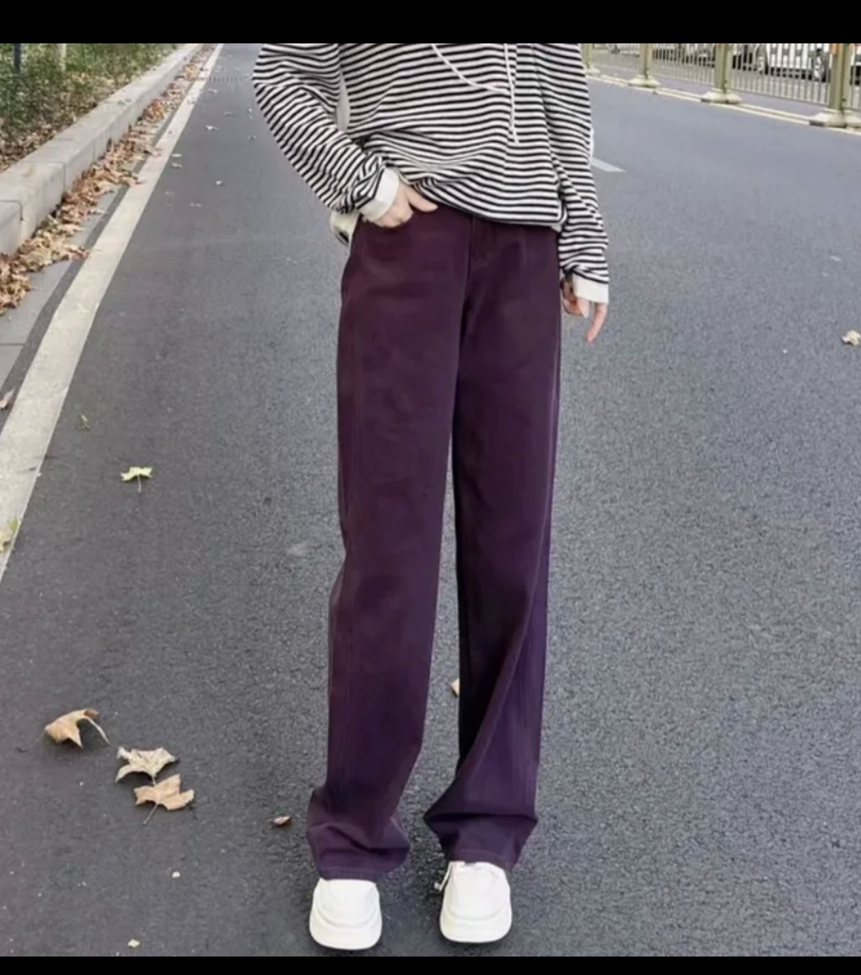 易缔媤直筒加绒休闲裤D13486