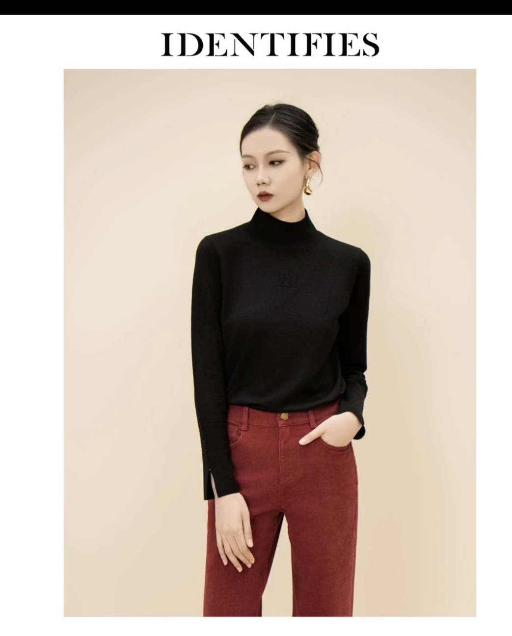 易缔媤半高领百搭针织毛衣D73440