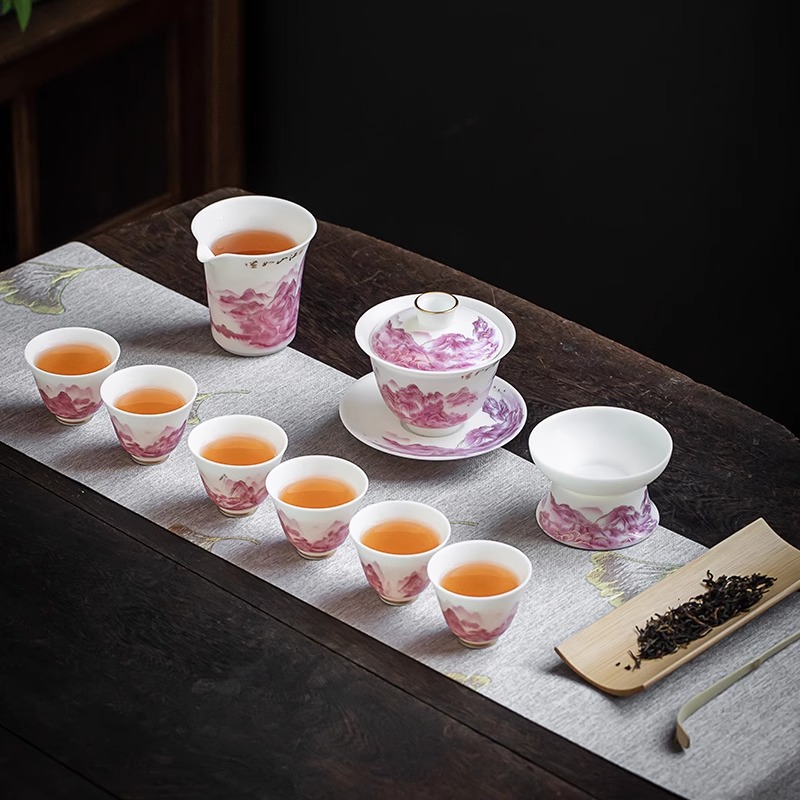 茶具套装高端全套泡茶专用功夫茶具一整套德化泡茶喝茶器具羊脂玉