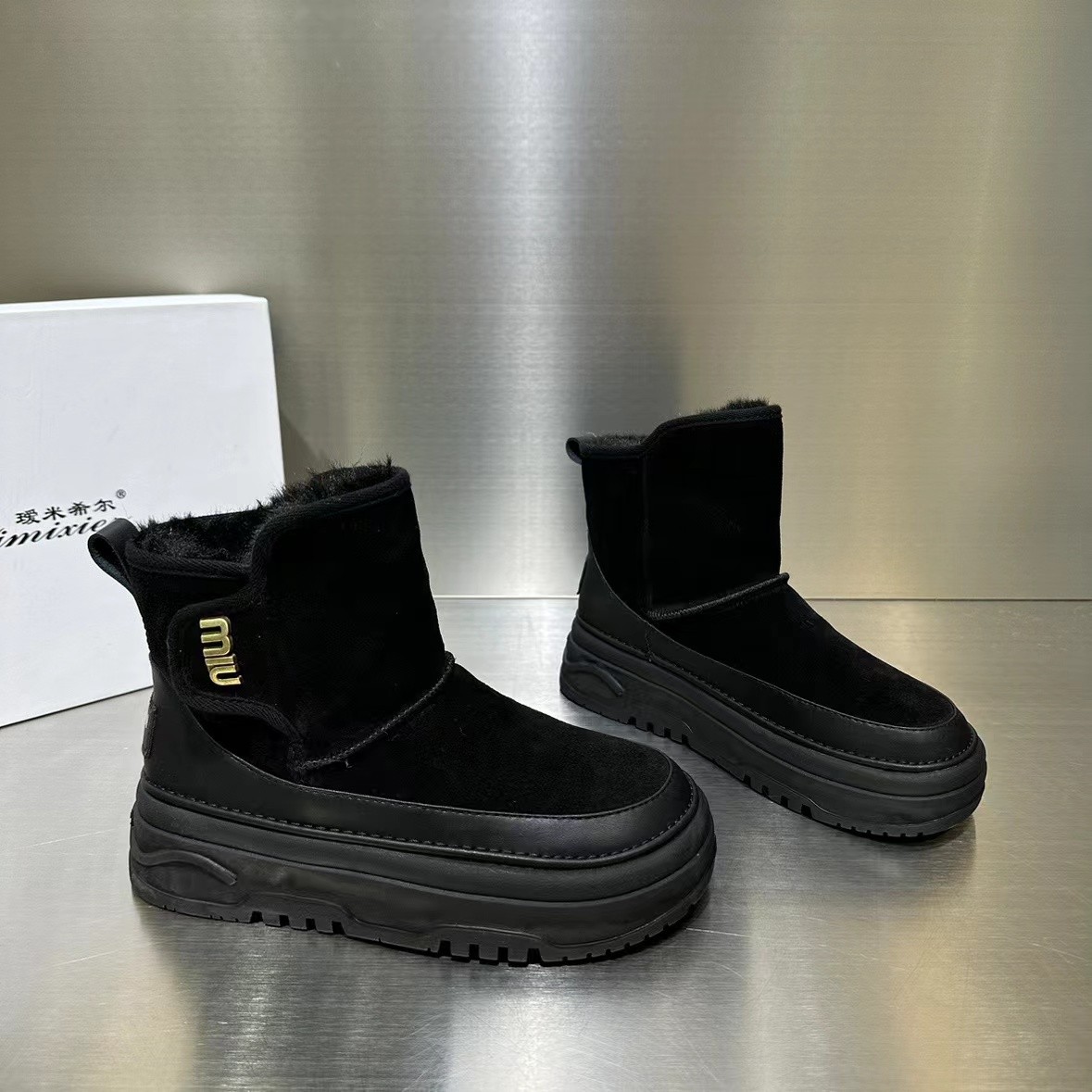 3303雪地靴女2024冬季新款加绒加厚底防滑雪地棉鞋