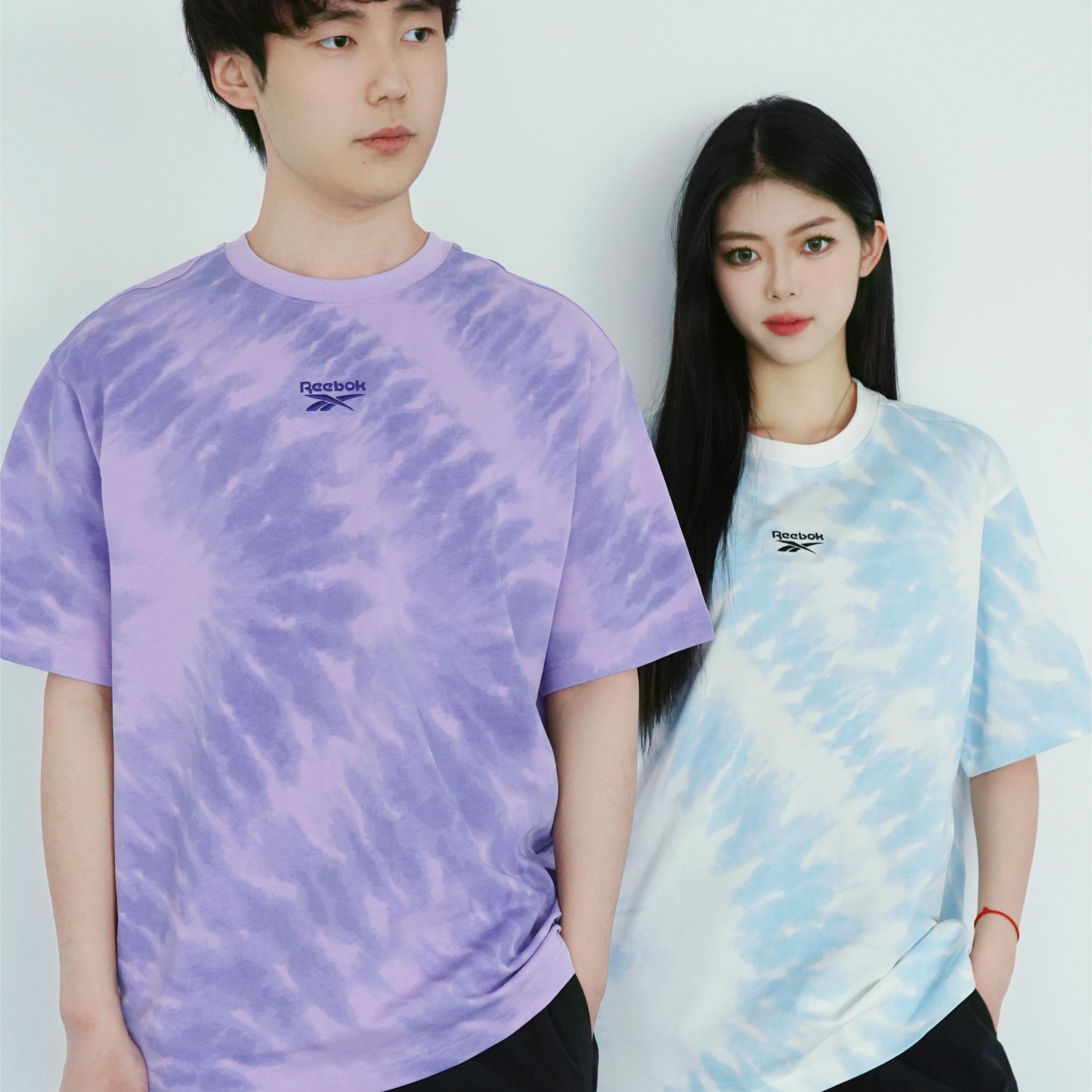 Reebok锐步官方24男女同款运动休闲宽松半袖T恤圆领扎染24SRM405U