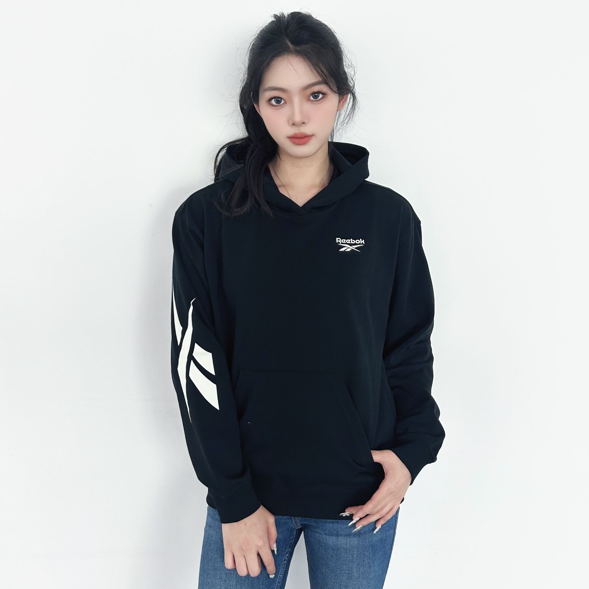 Reebok锐步新款春男女同款休闲连帽针织套头衫卫衣23REF301U