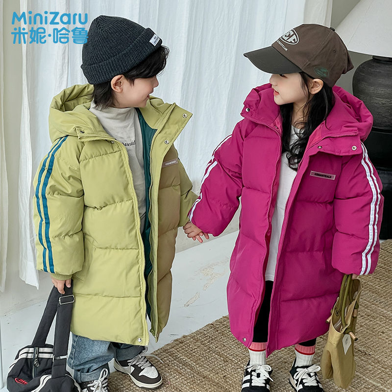 2023新款儿童加厚棉服中长款男童女童棉衣中大童过膝童装外套洋气