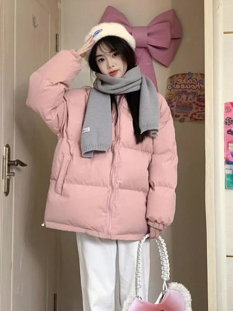 波司澄韩版加厚保暖粉色立领羽绒服外套女2023冬季新款宽