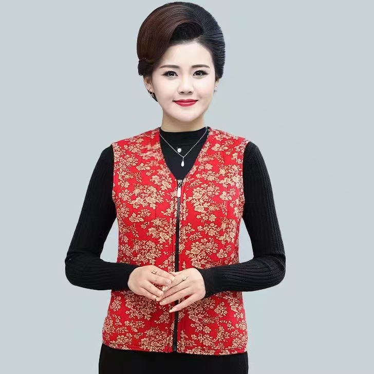 【专属】中老年妈妈绒棉马甲女2023新款秋冬季加厚坎肩短款奶奶保暖