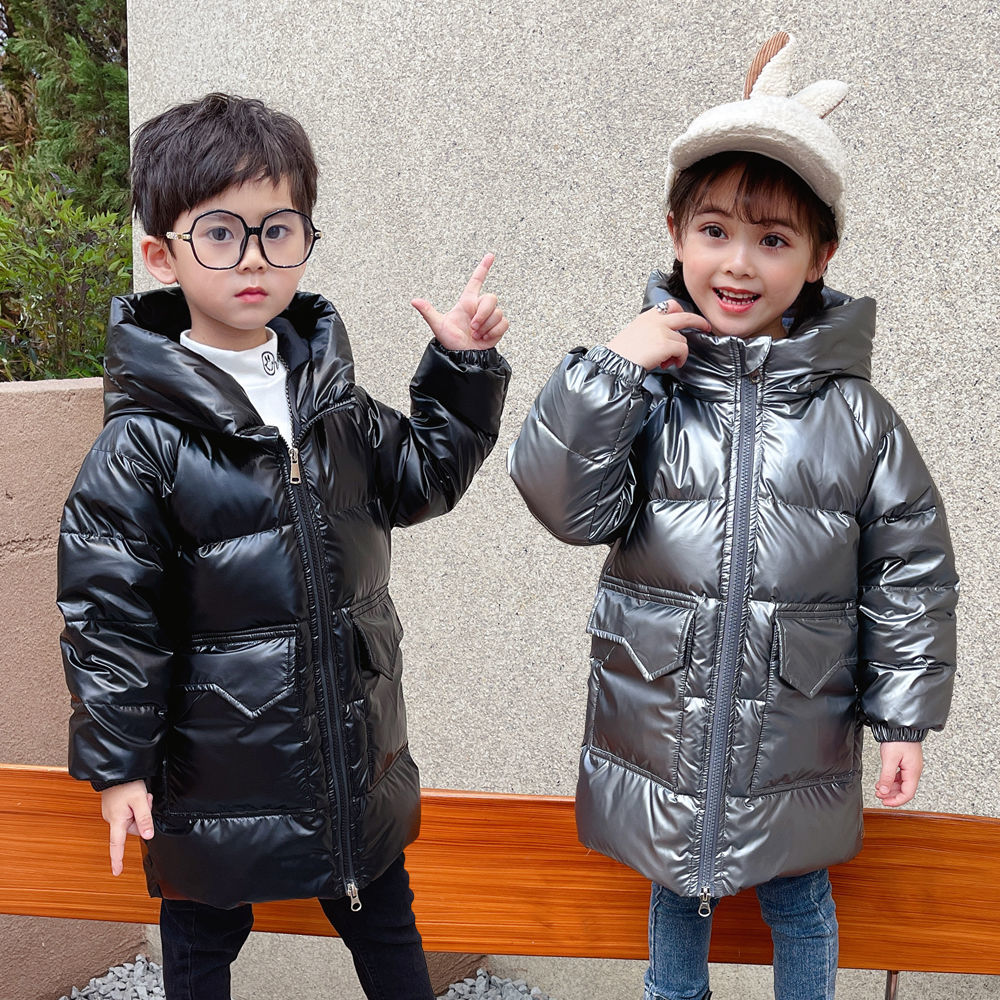 儿童羽绒服冬季白鸭绒免洗洋气中长款男童女童加厚保暖服DR