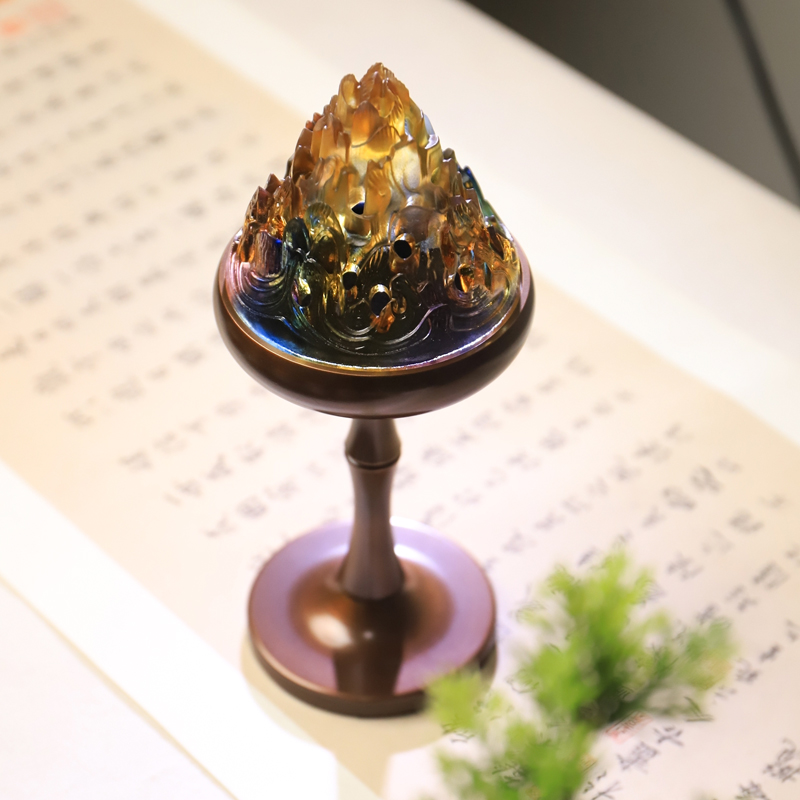 琉璃博山炉黄铜香炉家用室内香薰炉打篆香道用品熏香炉室内香插