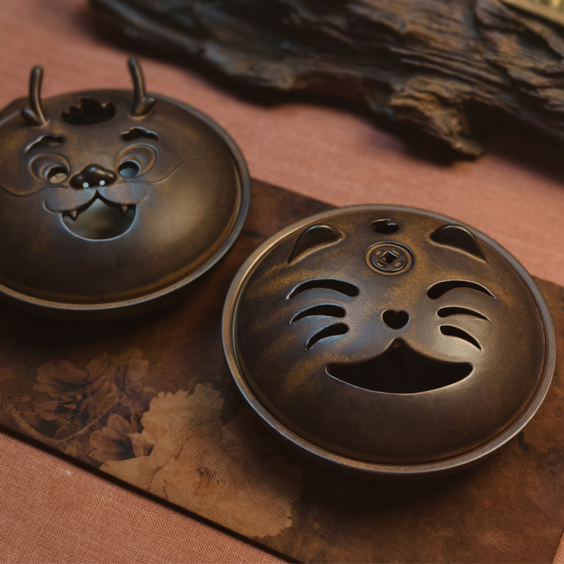 萌宠龙猫大号陶瓷蚊香炉家用室内香盘打篆檀沉香盘香炉口径超12cm