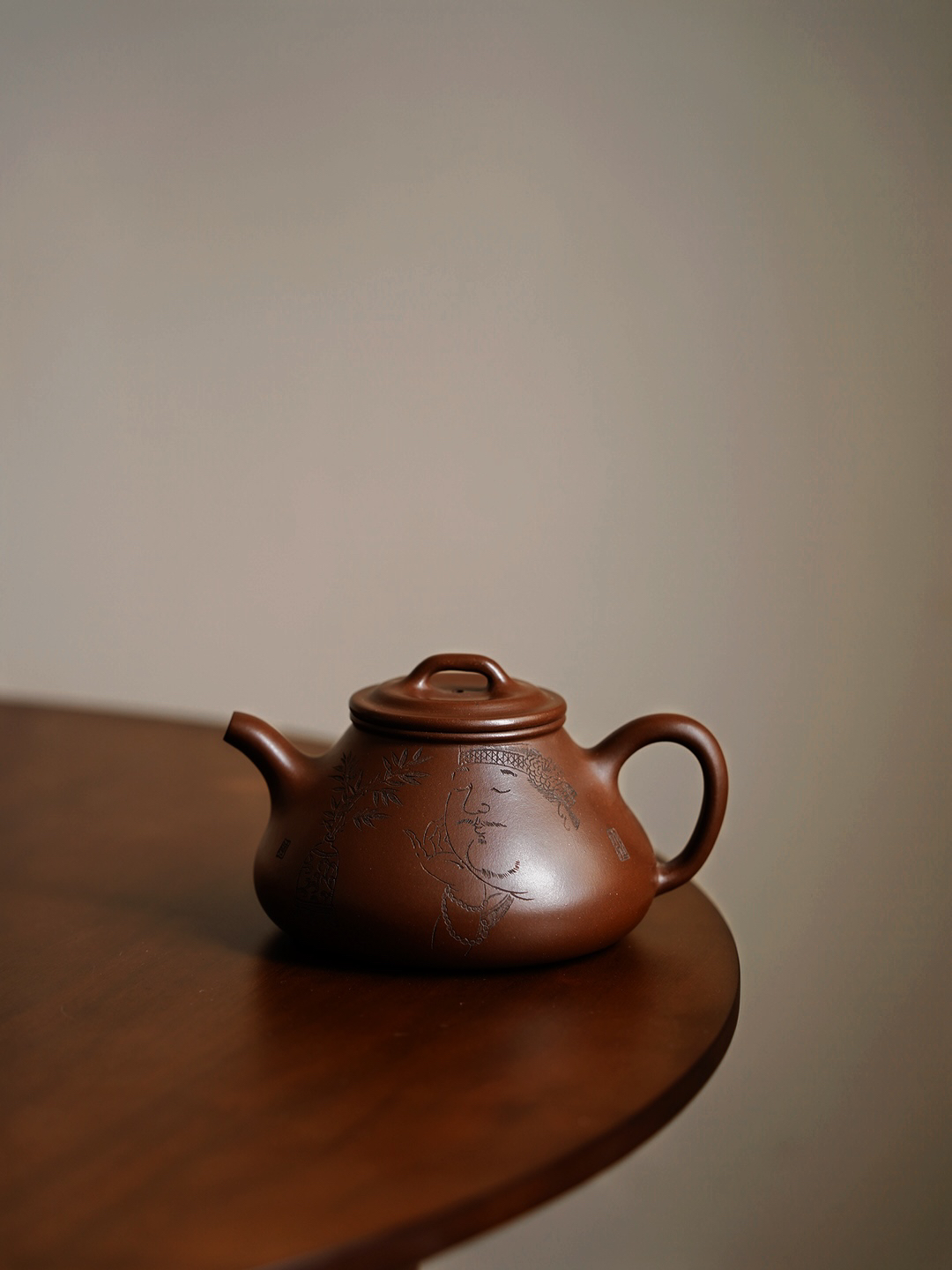 【花间茶器】汉民石瓢紫砂壶泥壶小容量茶具紫泥·200cc·内推球孔