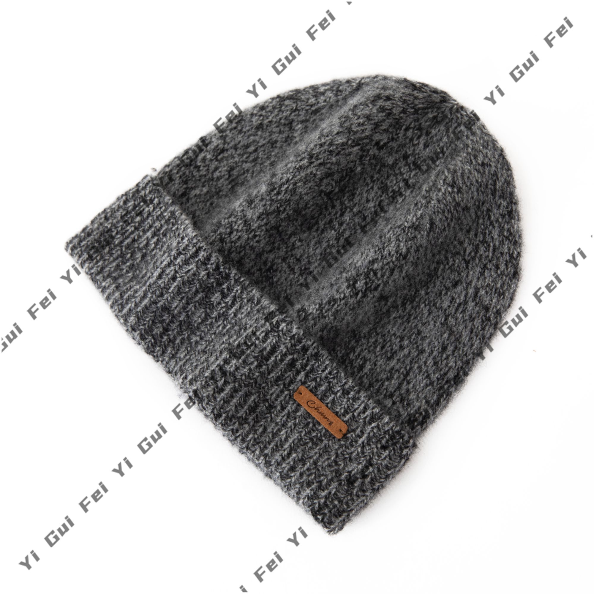 【100头道山羊绒】帽子 男士三股花纱翻边包头帽 羊绒针织帽       