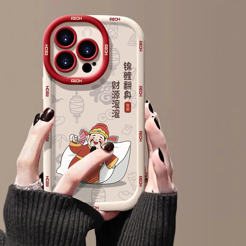 财源滚滚苹果iphone15promax/14/13手机壳11全包12泡芙7/8女x新年