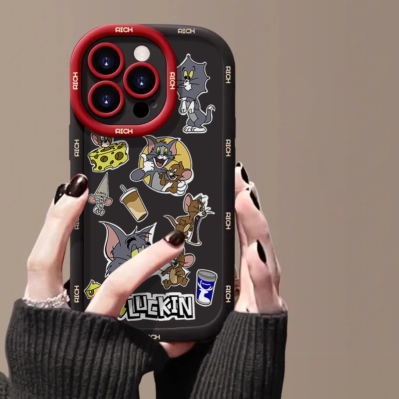 汤姆杰瑞苹果15promax手机壳iphone14全包13软12新年11泡芙x红7/8