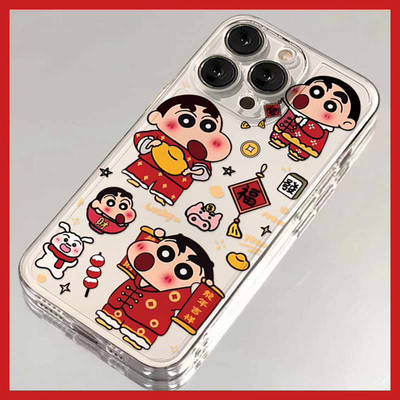 新年吉祥小新苹果15手机壳iPhone14promax龙年7/8plus软13/12/11x
