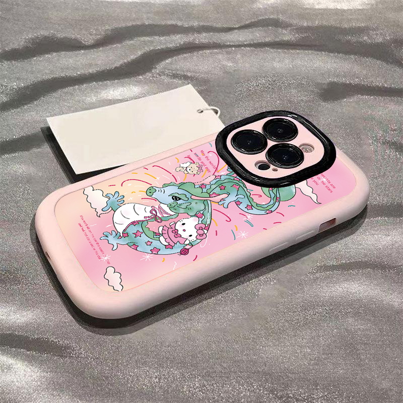 粉色少女心骑龙凯蒂猫苹果15手机壳iPhone14promax泡芙13全包防摔