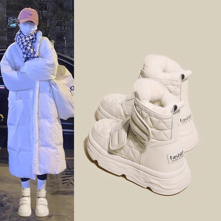 雪地靴女冬加绒加厚东北棉鞋2023冬季新款时尚厚底防水雪