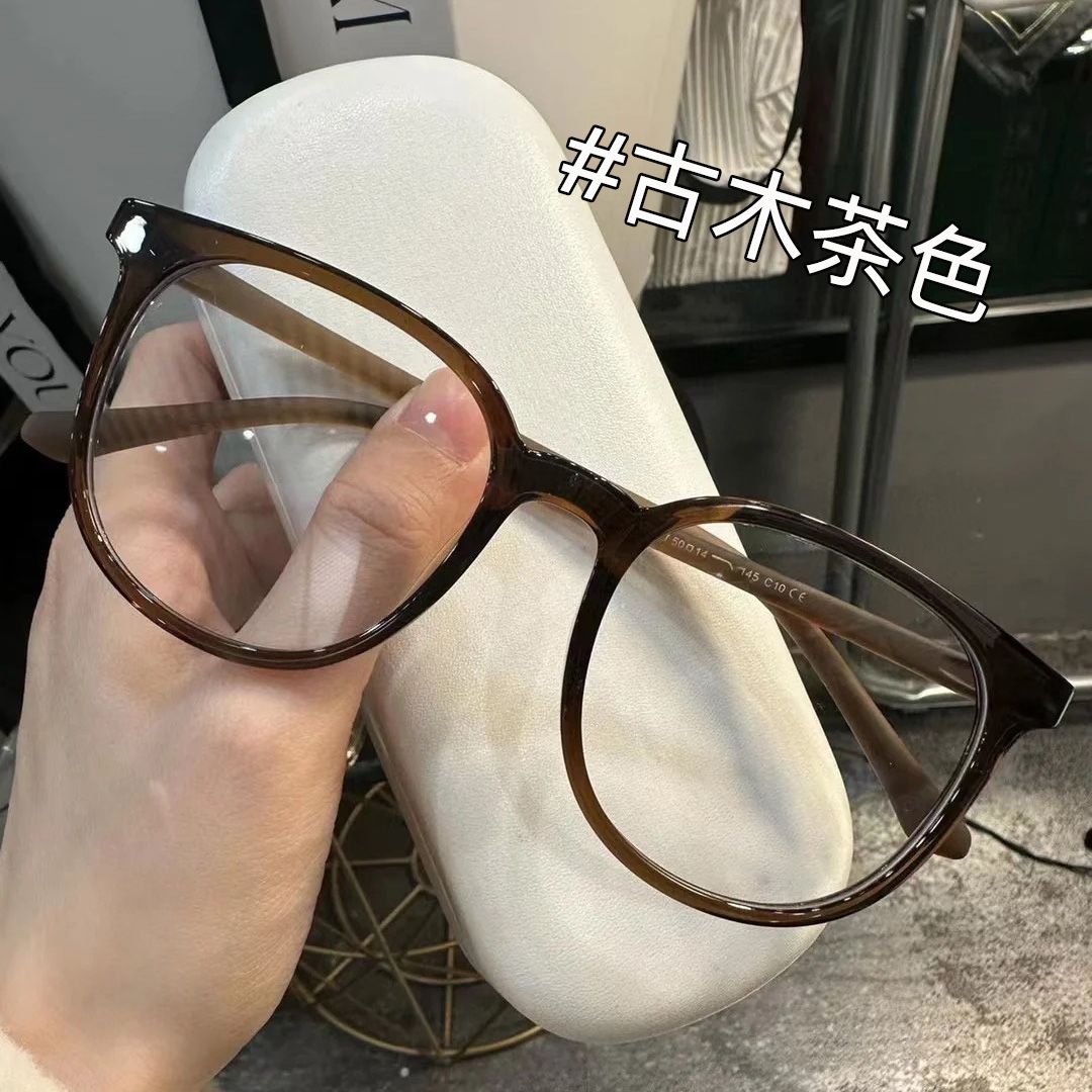 新色系古木茶近视眼镜女可配度数纯欲风显脸瘦显白TR90平光镜框男