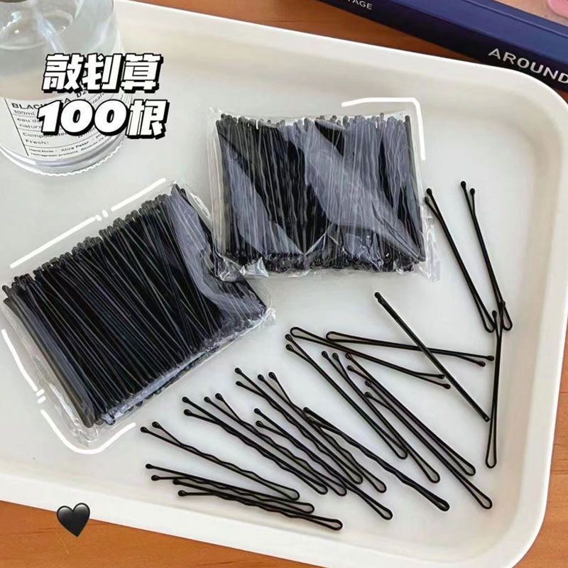 一字夹发夹韩式波浪夹小黑卡子头饰钢夹