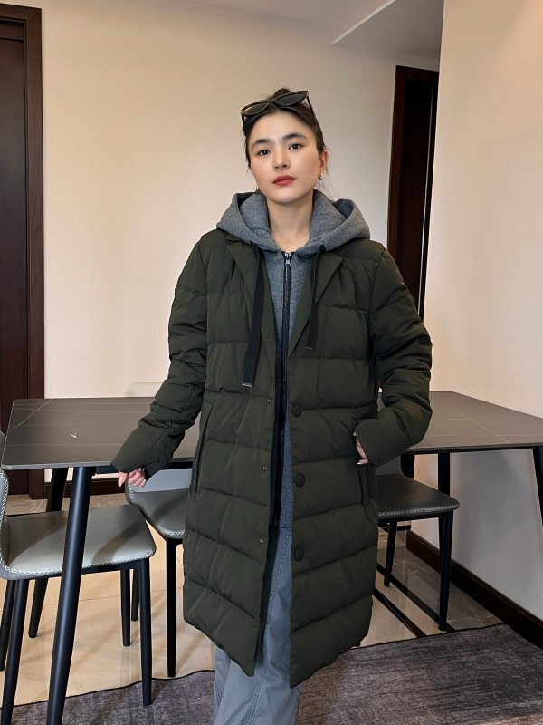 「ZJ」夹两件套长款加绒连帽外套