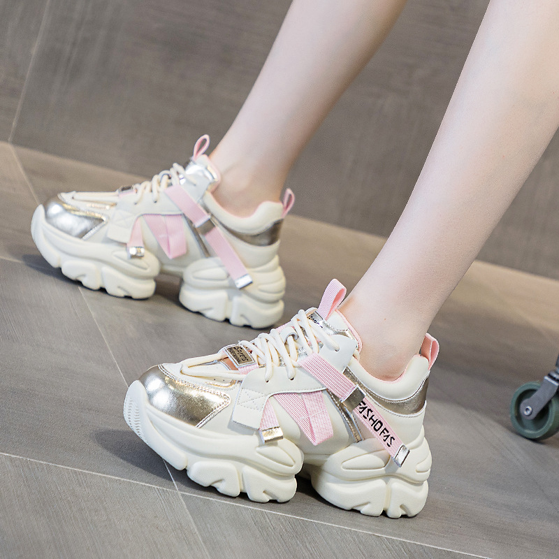 红蜻蜓牌网红老爹鞋女2023年新款春秋季小个子增高百搭休闲运动女