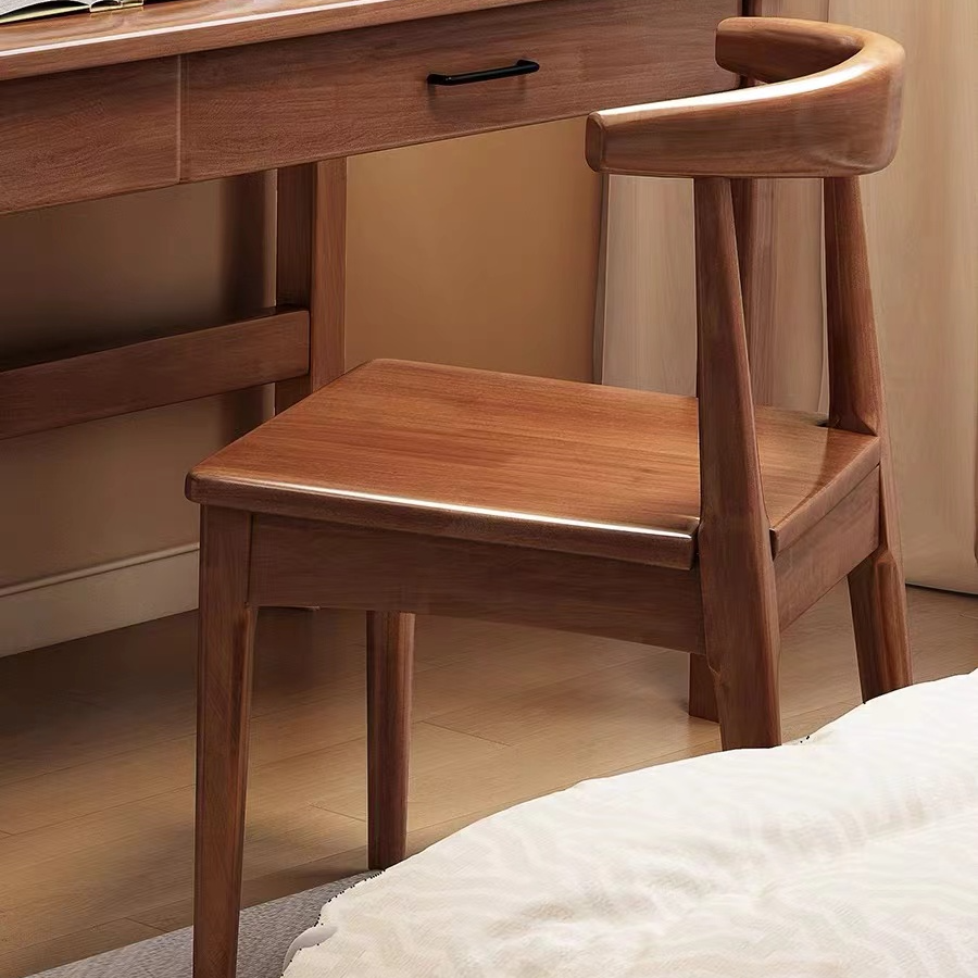 北欧全实木餐椅家用休闲靠背椅子卧室书桌椅书房办公椅简约电脑椅