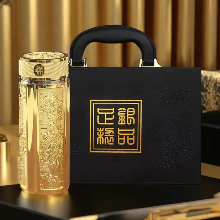 家用龙凤呈祥银杯银离子水杯商务茶杯子高端高档礼盒装内胆保温杯