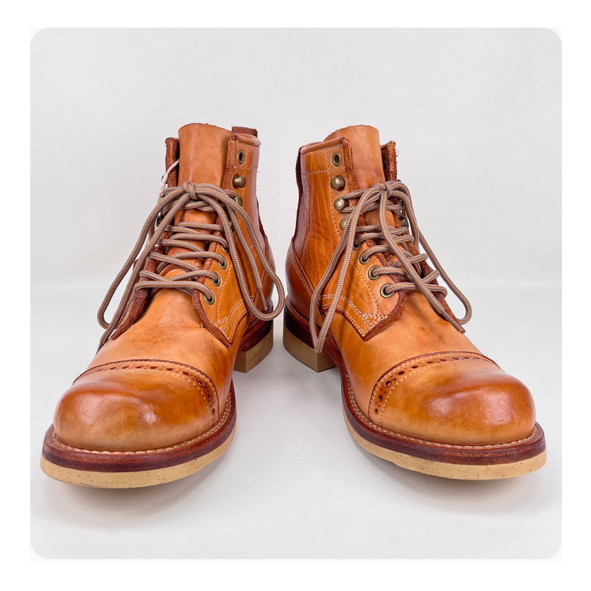 8156水洗马皮小白中帮伞兵靴固特异秋冬经典圆头复古做旧工装鞋