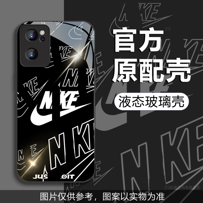 适用于【OPPO】Reno7潮牌新款时尚弯钩个性玻璃手机壳
