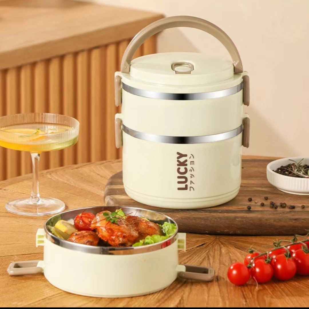 不锈钢保温饭盒学生便携双层分隔便当盒上班族手提带盖分格餐盒