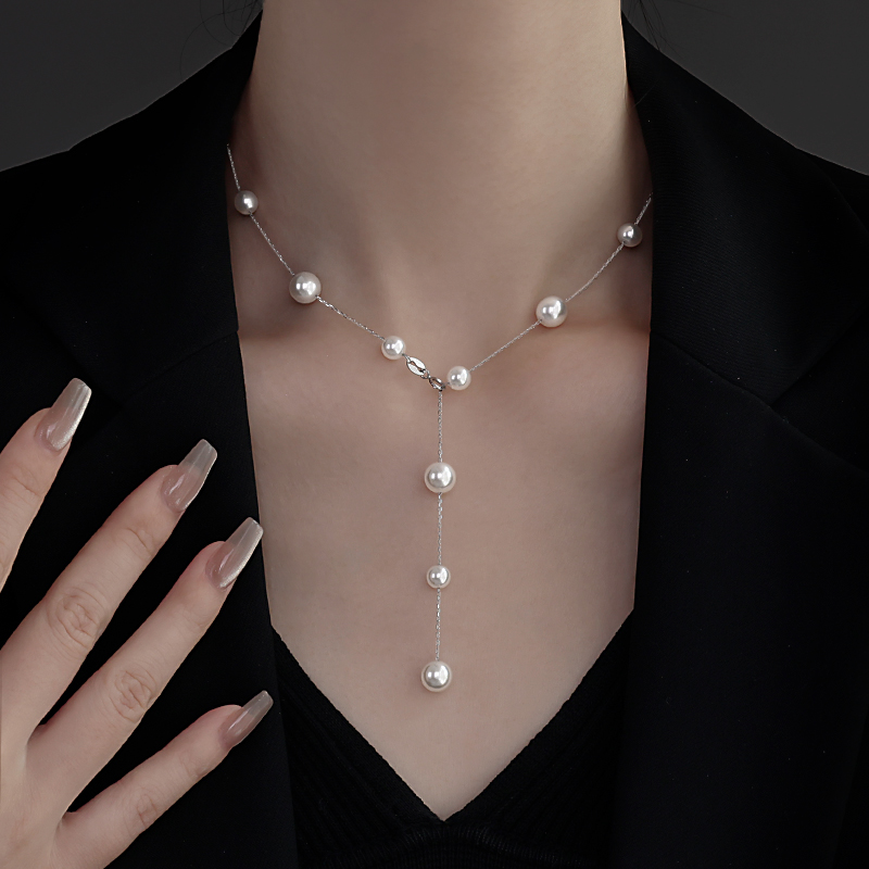 链子925银仿珍珠 纯银施家珍珠满天星项链2025小众简约气质锁骨链