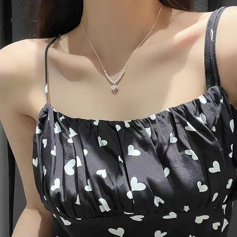 吊坠925银 925纯银轻奢精致转运珠爱心吊坠项链女小众潮流ins时尚