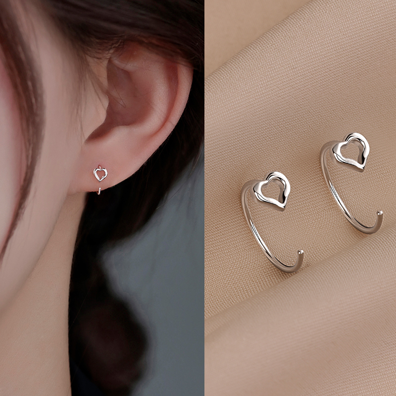 足银耳饰 999足银爱心气质耳环女2025新款高级感耳环轻奢小众耳钉