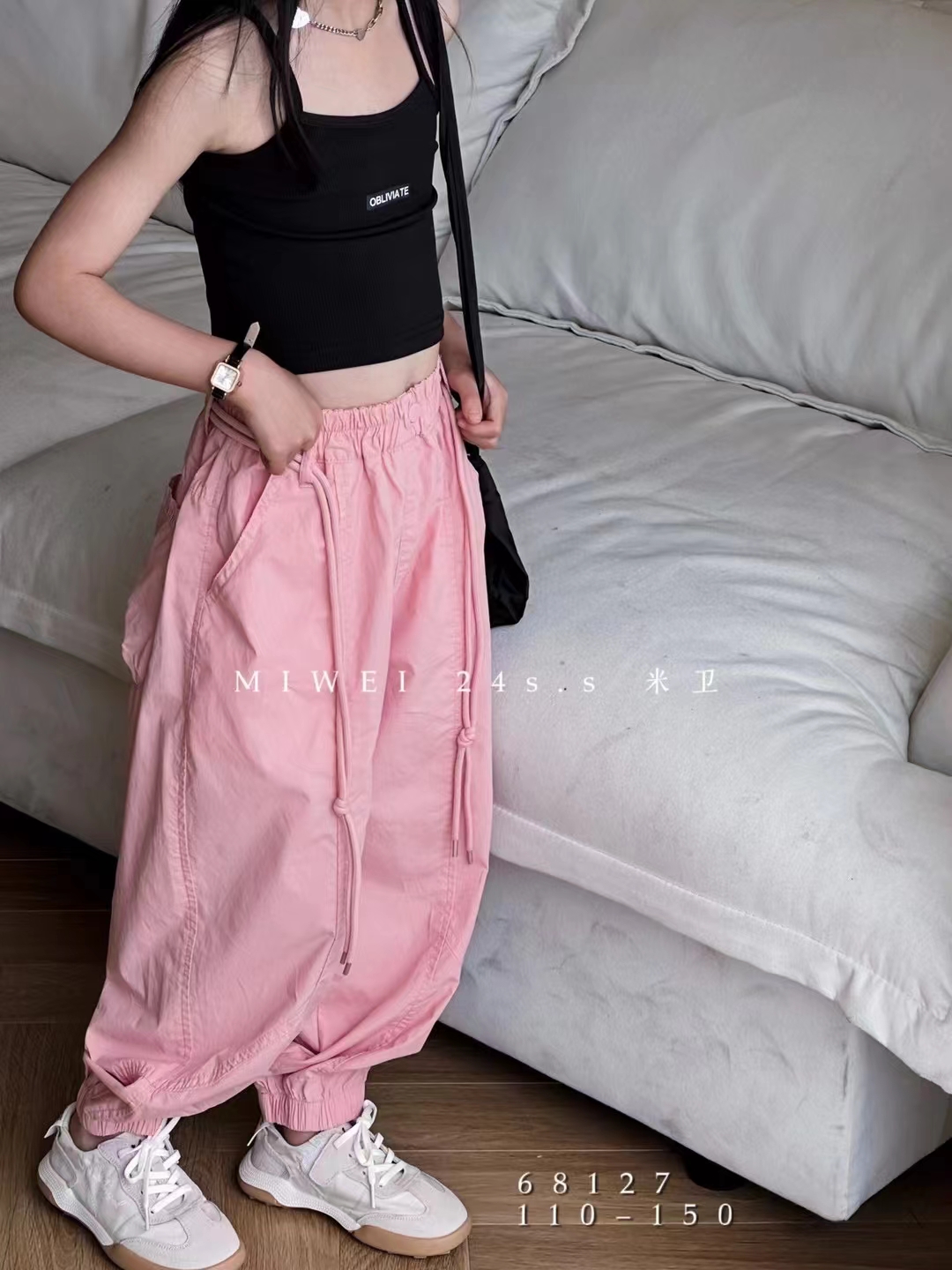 春夏季新款宽松休闲裤女童运动洋气高腰百搭阔腿大童工装裤韩版